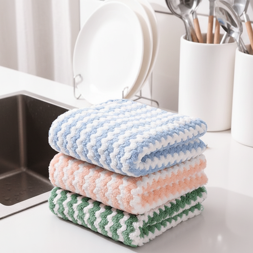Microfibre Cloths, Coral Fleece Cleaning Cloths for Streak Free Cleaning, Glass Cleaning Cloth, Dish Cloths for Kitchen_05