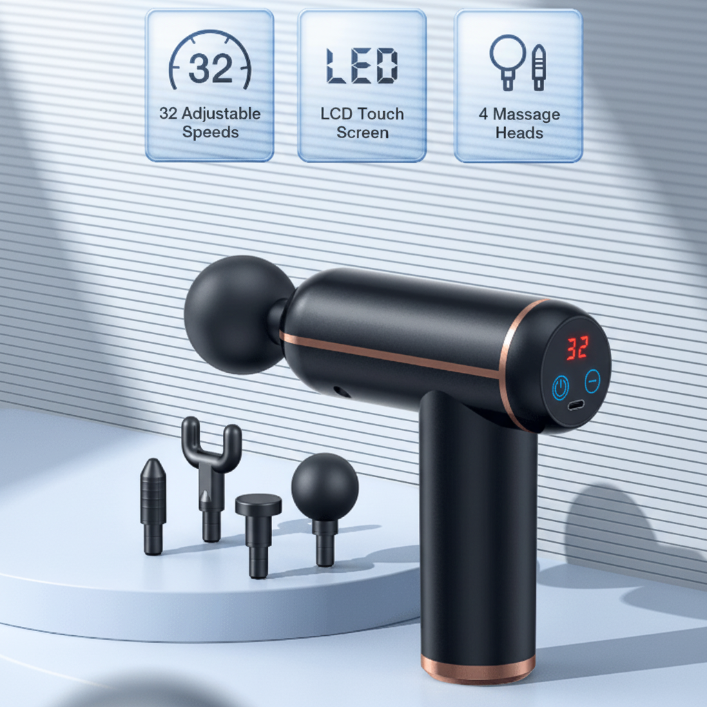 Portable Massage Gun with 4 Attachments, Cordless Sports Massager – image 5
