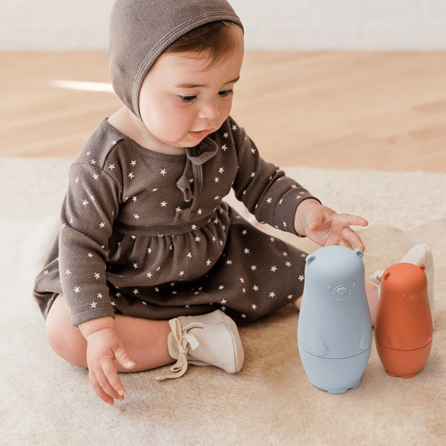 Silicone Nesting Dolls for Babies, Sensory Toys for 6 Month Old, Stacking Toy Bears or Penguins, Toys for 1 Year Old