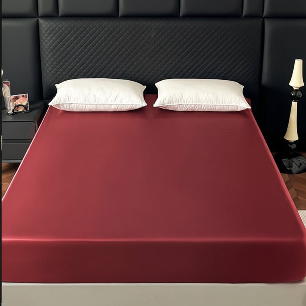 Fitted Bed Sheet, Cooling Fitted Sheet in Ice Silk Satin, Satin Bed Sheet with Elastic in 99x190 to 180x200 cm_06