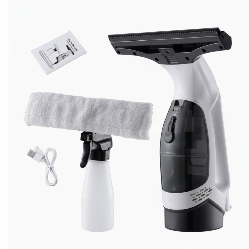 Cordless Window Vacuum Cleaner, Electric Window Cleaner for Streak Free Glass, Window Vac with Silicone Lip for Tiles