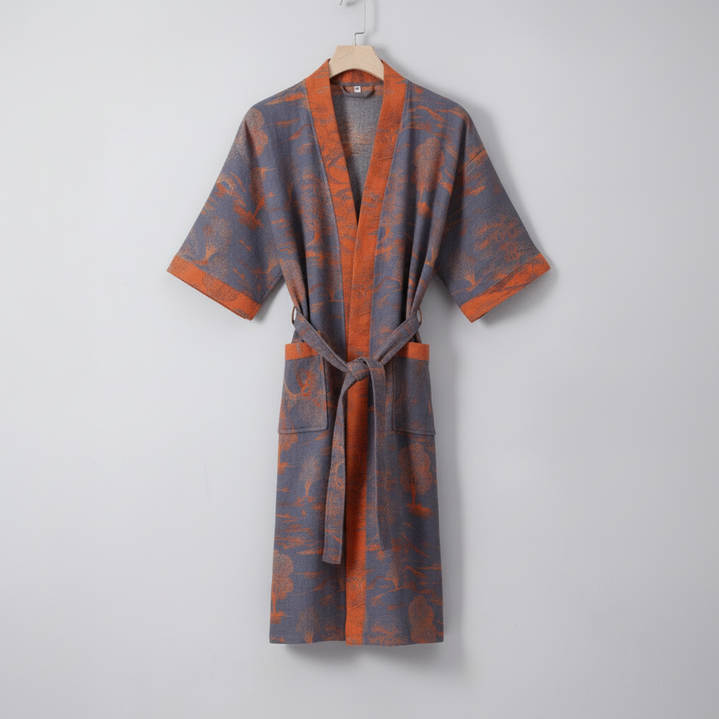 Lightweight Dressing Gown, Summer Dressing Gown in Organic Cotton, Kimono Dressing Gown, Kimono Robe for Home and Spa_07