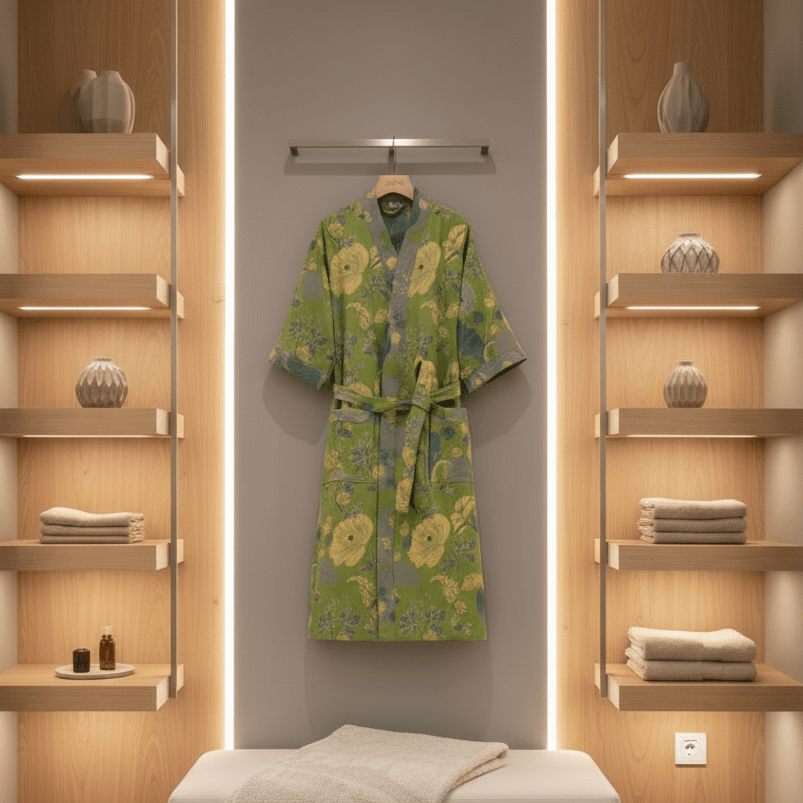 Lightweight Dressing Gown, Summer Dressing Gown in Organic Cotton, Kimono Dressing Gown, Kimono Robe for Home and Spa_02