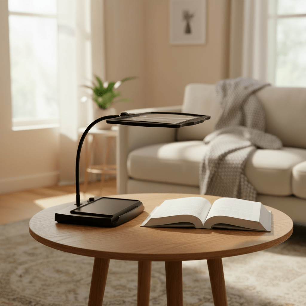 LED Desk Lamp with Magnifying Glass, 3x Magnifying Lamp for Reading and Crafts, Rechargeable Gooseneck Craft Lamp_02