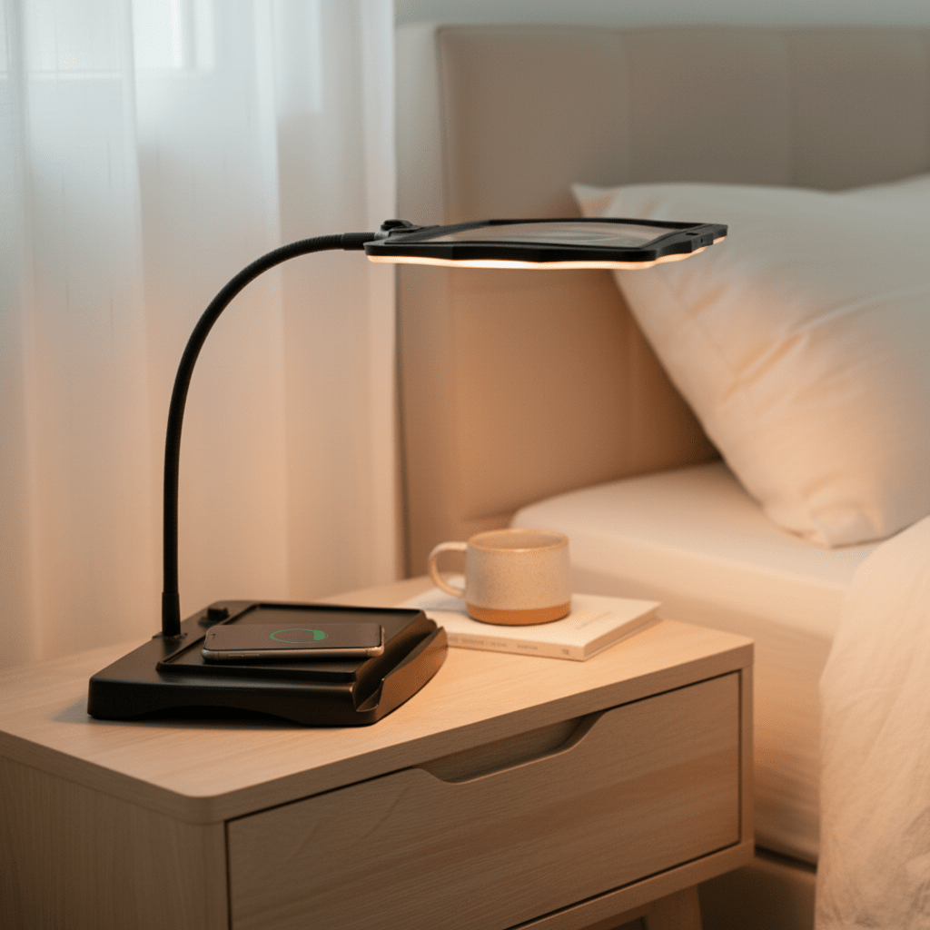 LED Desk Lamp with Magnifying Glass, 3x Magnifying Lamp for Reading and Crafts, Rechargeable Gooseneck Craft Lamp_00