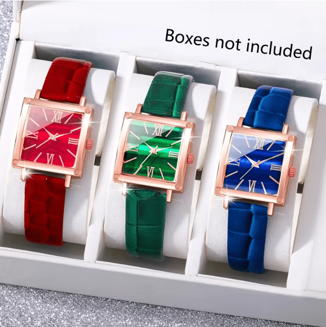 Quartz Watch with Bamboo Pattern Dial, Square Wrist Watches – image 12