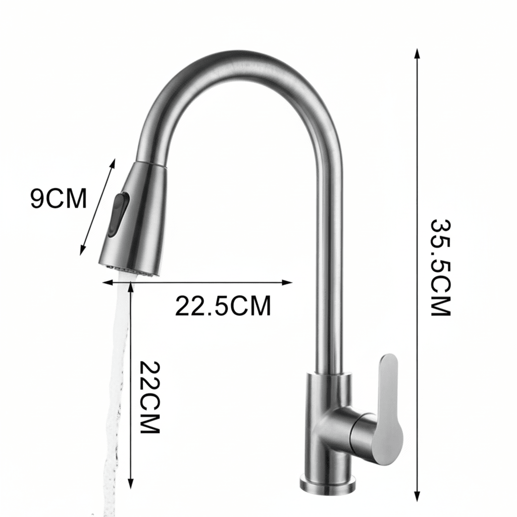 Kitchen Taps, Kitchen Sink Tap with 360 Swivel and Flexible Hose – image 11