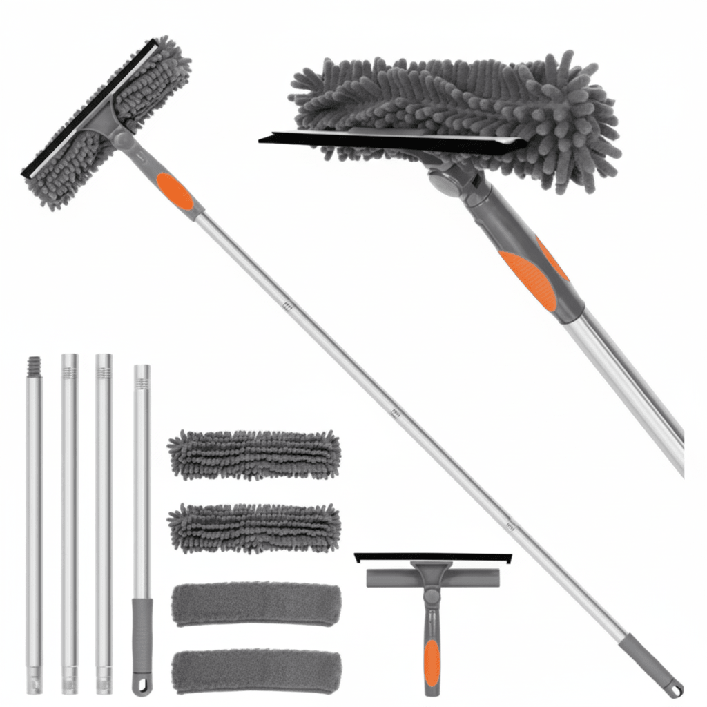 Window Squeegee with Telescopic Pole, 2 in 1 Window Cleaning Kit, Extendable Window Cleaner for Glass and Shower_11