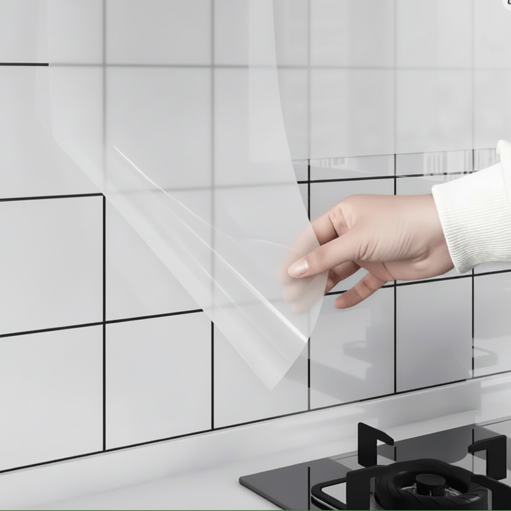 White Wall Protection Film, Sticky Back Plastic Roll, Self Adhesive Wall Protector for Kitchen and Doors, Contact Paper_02