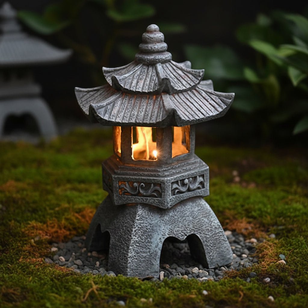 Solar Garden Lantern, Stone Look Solar Lights for Garden, Outdoor Lighting and Garden Ornaments for Patio_05