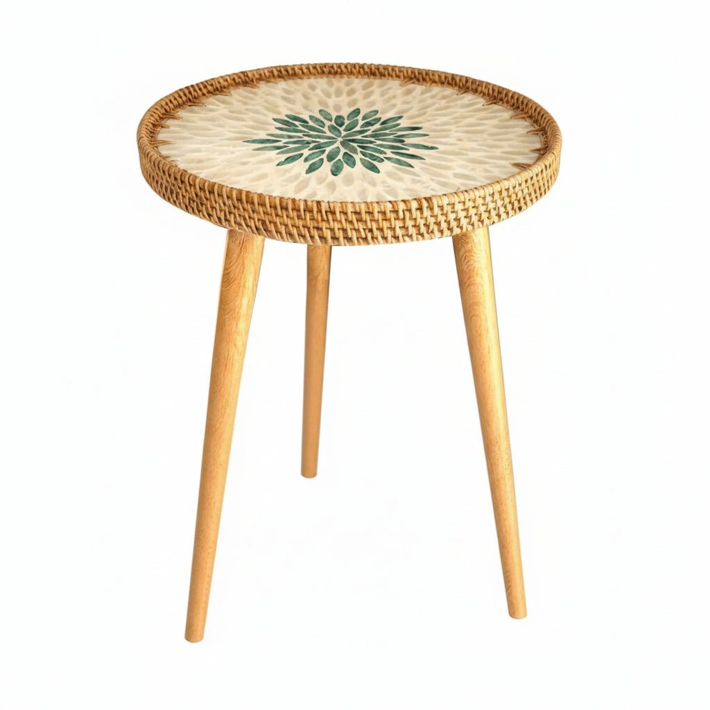 Rattan Side Table, Scandinavian Design Rattan Furniture
