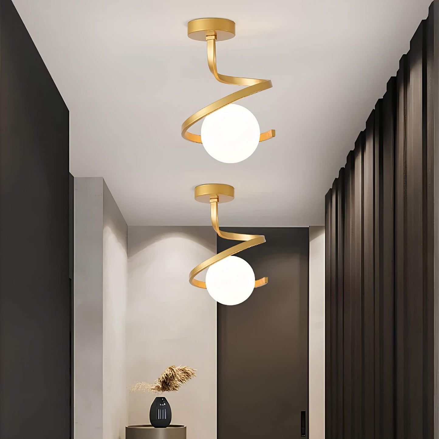 Sculptural Ceiling Light | Modern Iron & Glass Fixture with Dimmable Feature | Elegant Design for Ambiance 1