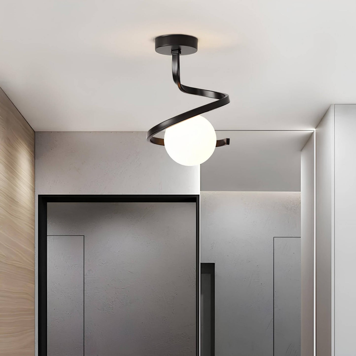 Sculptural Ceiling Light | Modern Iron & Glass Fixture with Dimmable Feature | Elegant Design for Ambiance 3