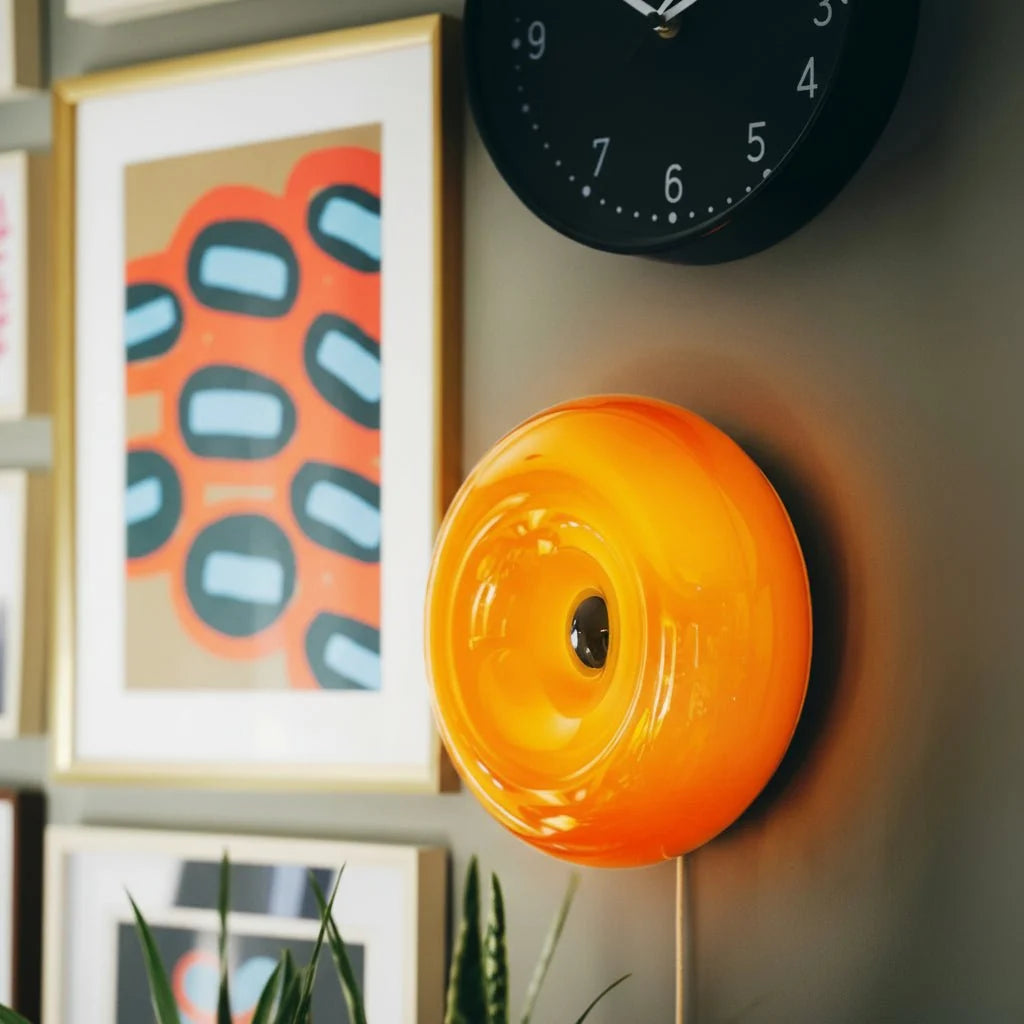 LED Wall Light, Glass Table Lamp, Dimmable Touch Lamp with 3 Light Colours, Donut Lamp in Orange or White_02