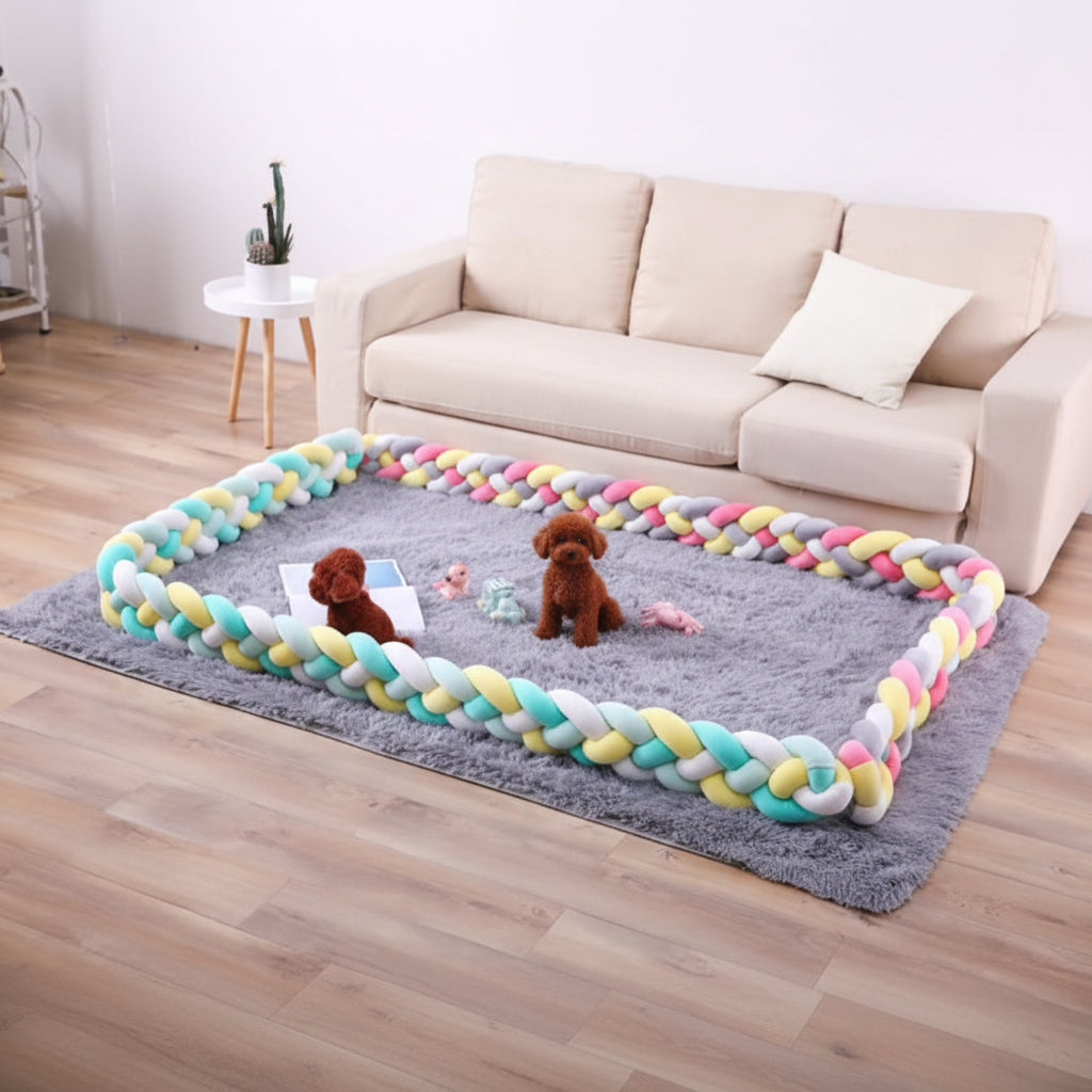 Braided Cot Bumper, Cotton Woven Crib Bumper in 1 to 4 m Lengths, Nursery Decor in Solid Colours_03