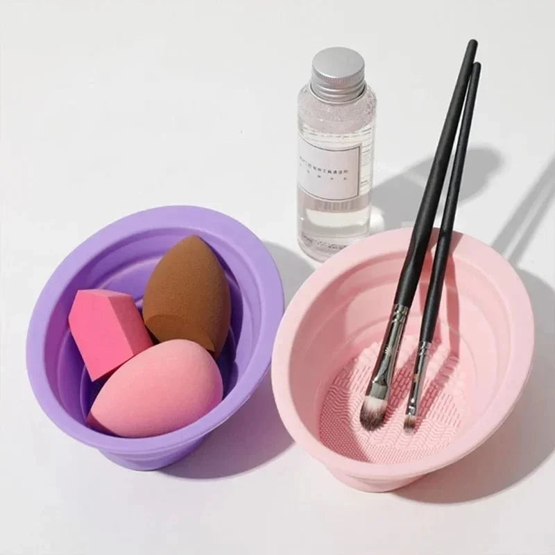 Silicone Makeup Brush Cleaner, Silicone Mat with Cleaning Bowl