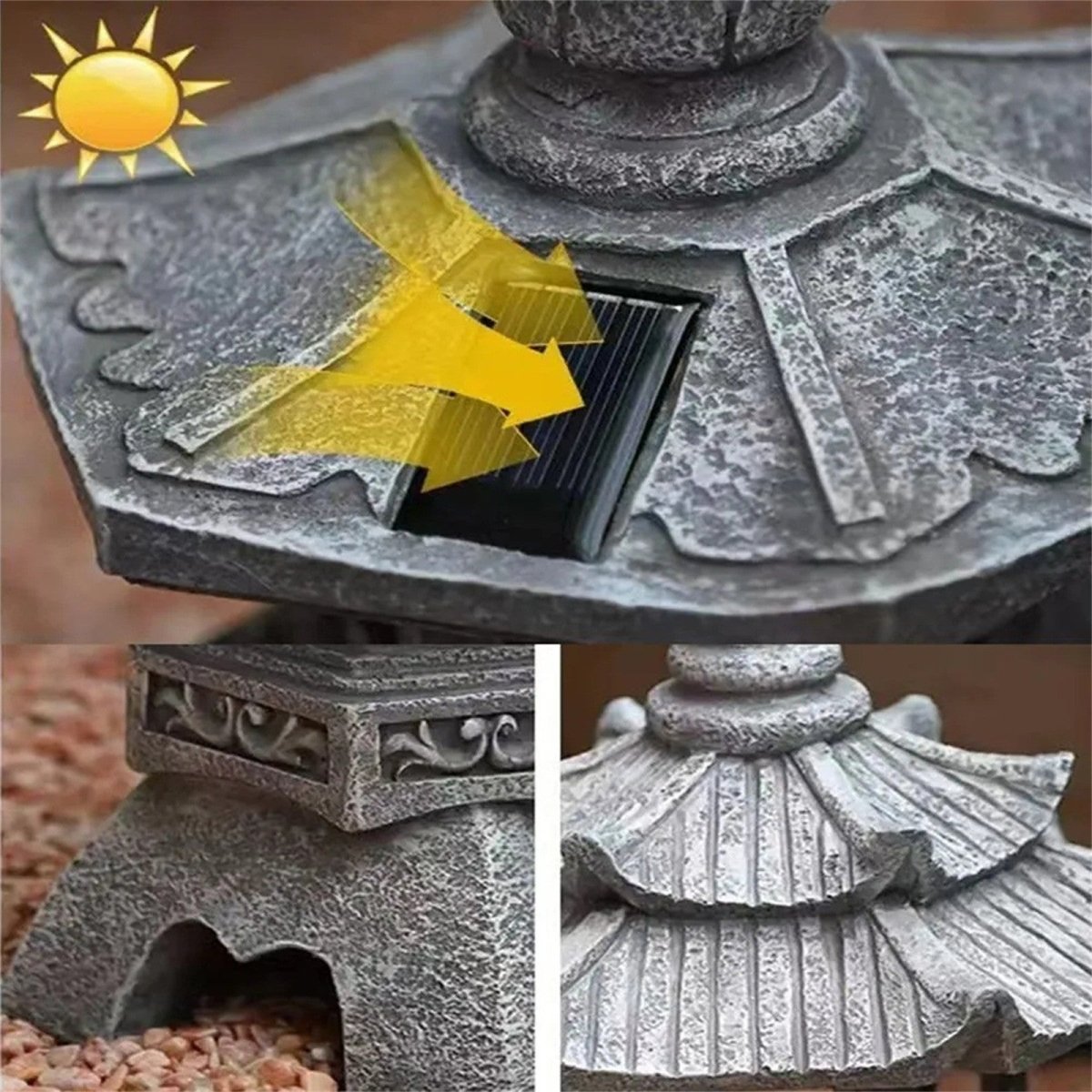 Solar Garden Lantern, Stone Look Solar Lights for Garden, Outdoor Lighting and Garden Ornaments for Patio_03
