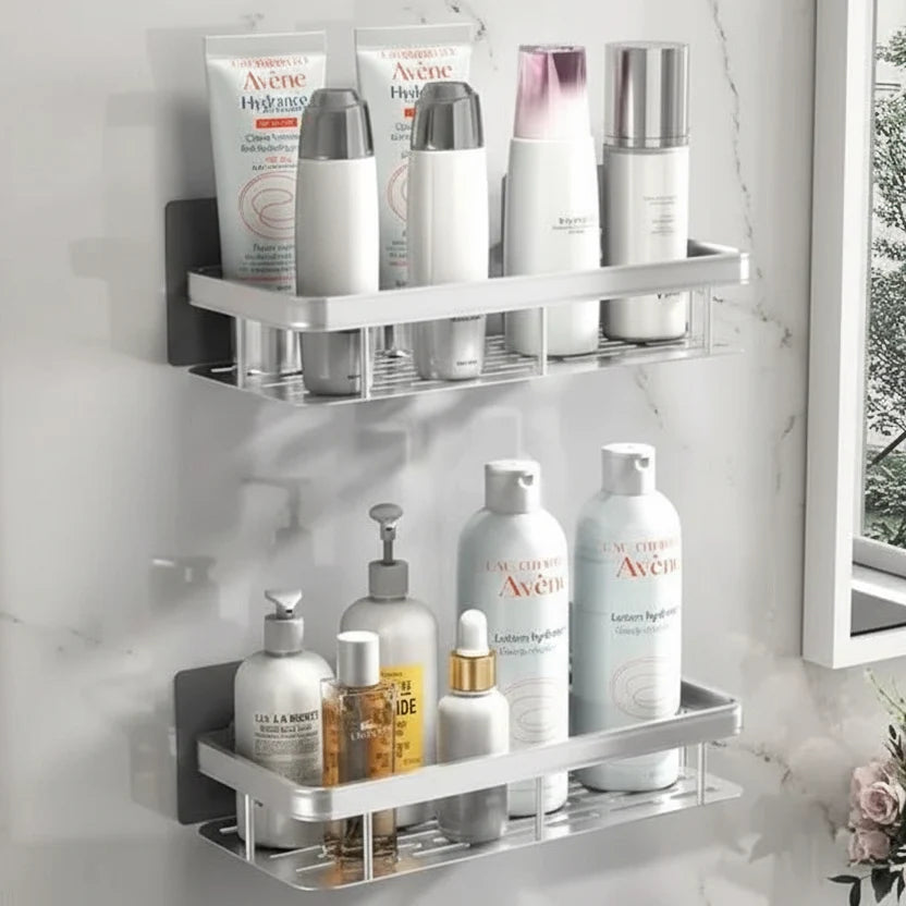 Bathroom Wall Shelf, No Drill Bathroom Shelves, Self Adhesive Stainless Steel Shelf for Shampoo and Soap_09