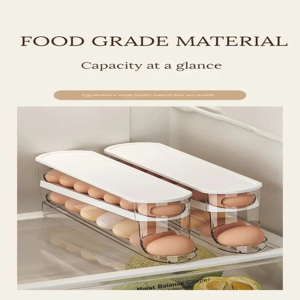 Egg Holders for Fridge, 2 Tier Automatic Rolling Egg Dispenser, Clear Egg Storage Fridge Organiser for Kitchen Storage_11
