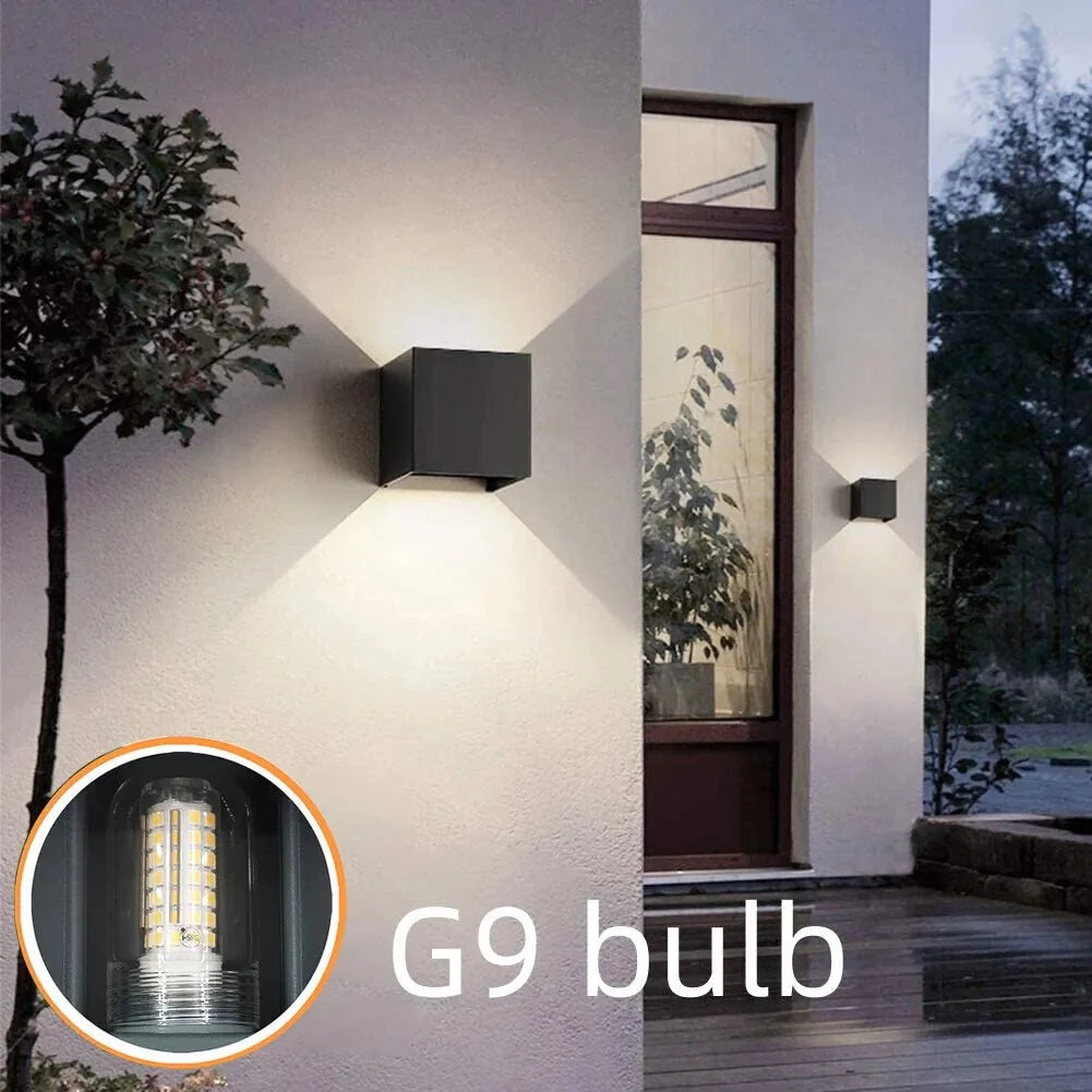 Outdoor Wall Lights, Waterproof Exterior Wall Light, Modern Cube Wall Lamp with G9 Bulb, Indoor and Outdoor Lighting_02