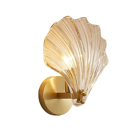 SeashellGlow | Elegant Vintage Brass LED Wall Sconce Light Fixture 0
