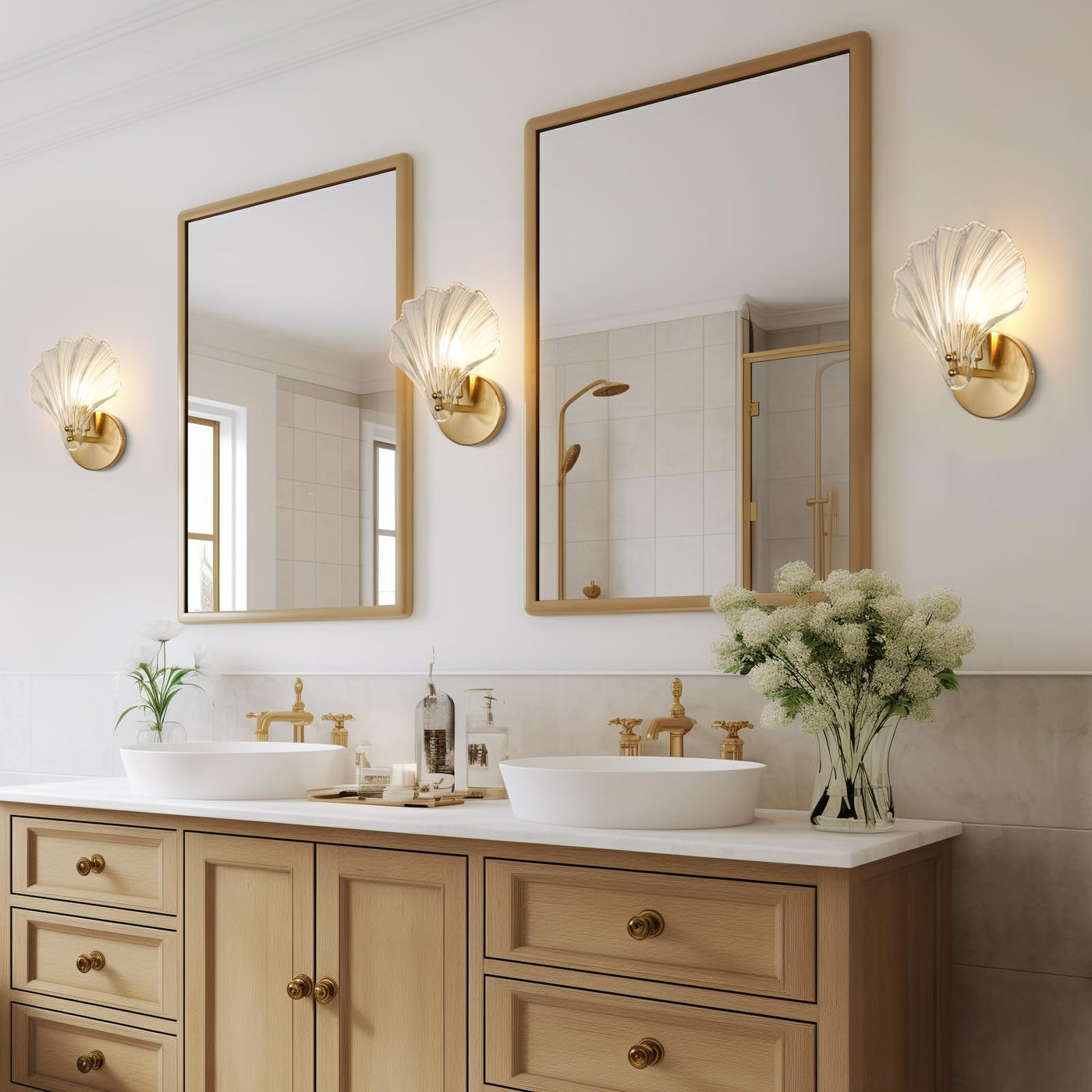 SeashellGlow | Elegant Vintage Brass LED Wall Sconce Light Fixture 1