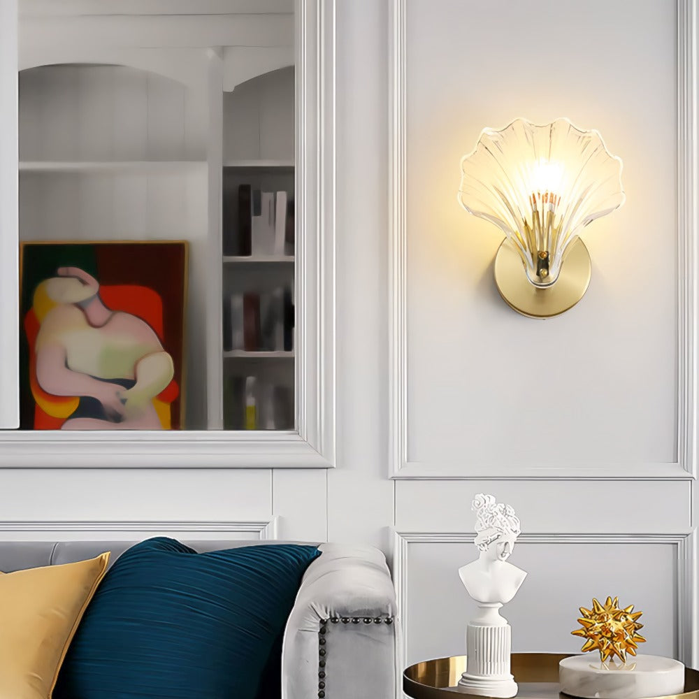 SeashellGlow | Elegant Vintage Brass LED Wall Sconce Light Fixture 3