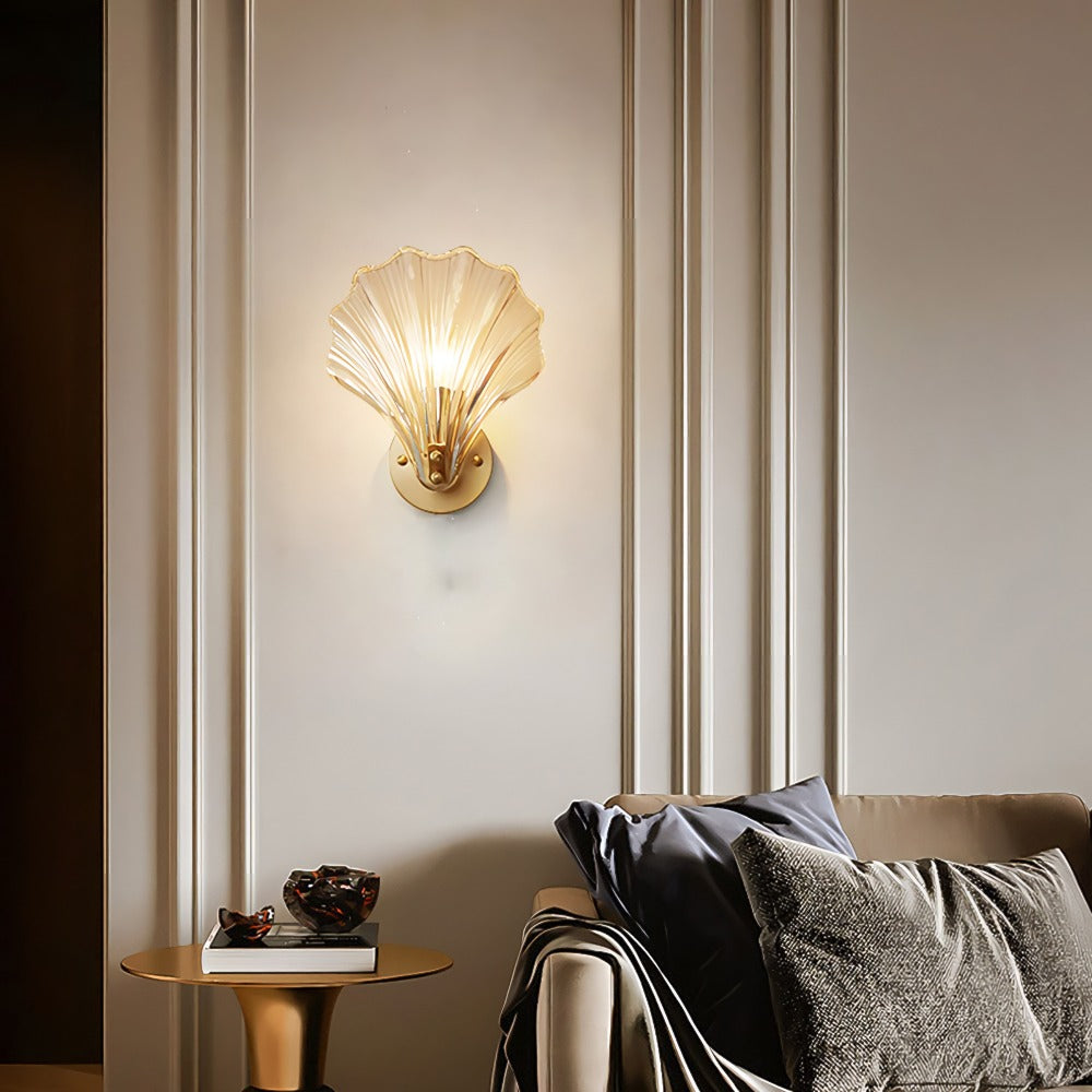 SeashellGlow | Elegant Vintage Brass LED Wall Sconce Light Fixture 4