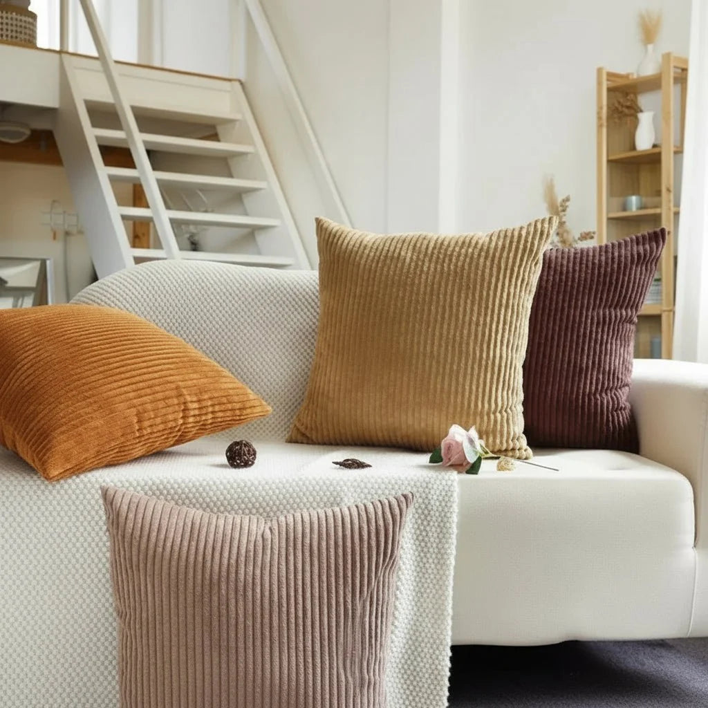 Cushion Covers Corduroy, Cotton Cushion Cover for Sofa, Decorative Pillow Covers, Soft Corduroy Pillowcase_02
