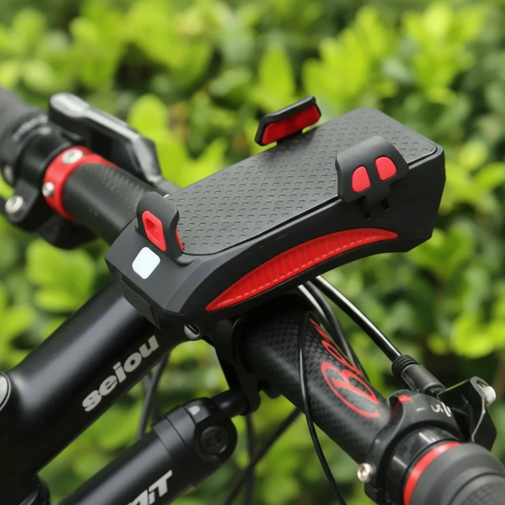 Bike Light with Power Bank and Phone Holder, Rechargeable Bicycle Light for Handlebars, Bike Phone Holder for Commuting