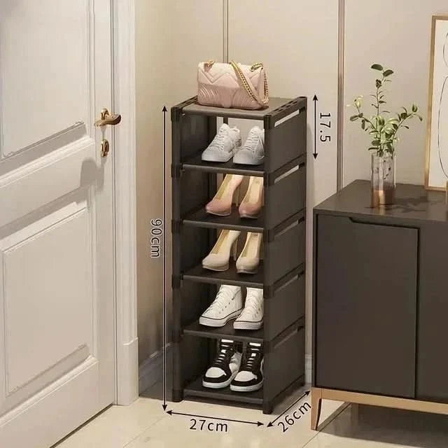Corner Shoe Rack for Small Spaces, Stackable Shoe Storage Rack up to 8 Tiers, Black Metal Shoe Organiser_04