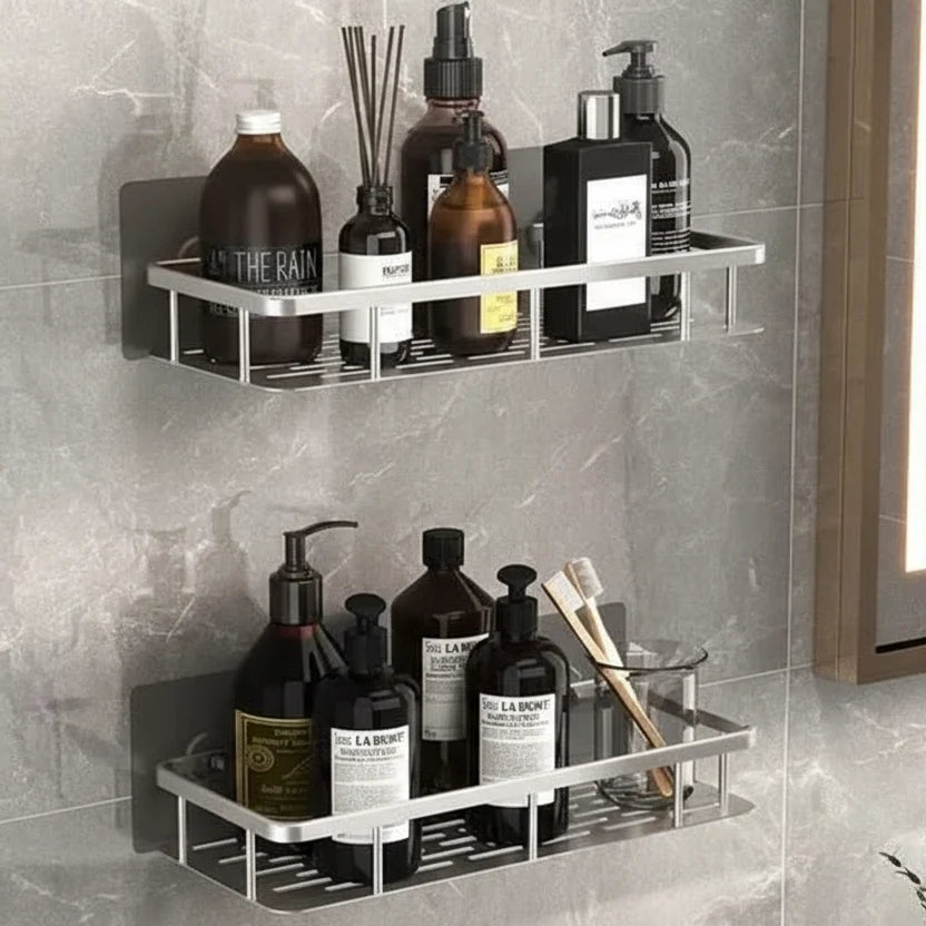 Bathroom Wall Shelf, No Drill Bathroom Shelves, Self Adhesive Stainless Steel Shelf for Shampoo and Soap_08