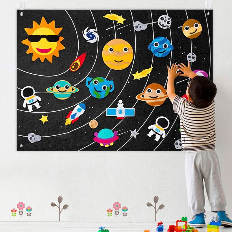 Felt Board 105 x 75 cm, Educational Toys for Imaginative Play, Reusable Felt Stickers, Creative Play for Quiet Time