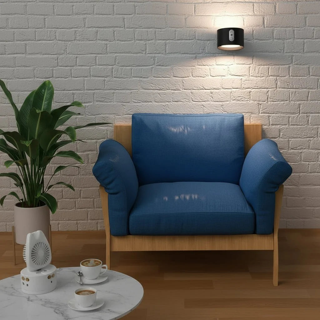 Wireless Wall Light Indoor, LED Wall Lights with Warm Light for Bedroom and Hallway, Modern Wall Sconce