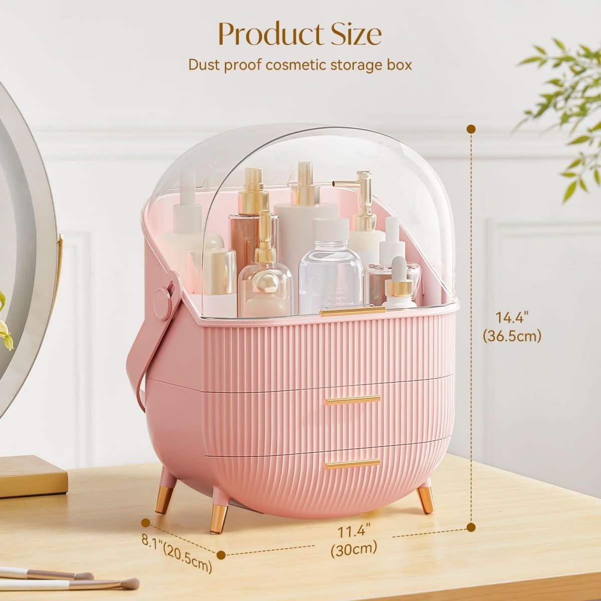 Makeup Organiser, Clear Cosmetic Organiser Box, Dustproof Makeup Storage Box with Compartments and Makeup Brush Holder_14