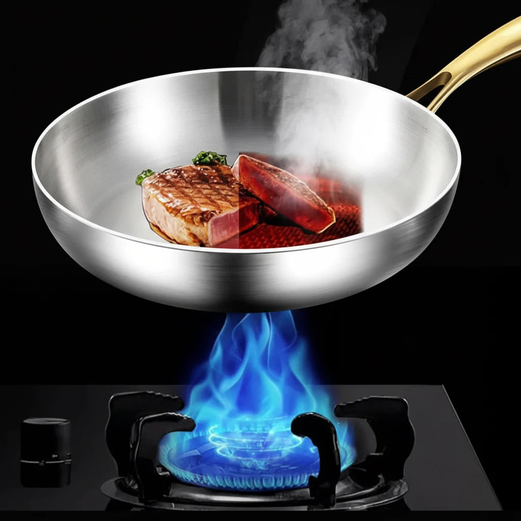 Stainless Steel Pans, Uncoated 316 Stainless Steel Cookware with 7 Layer Design