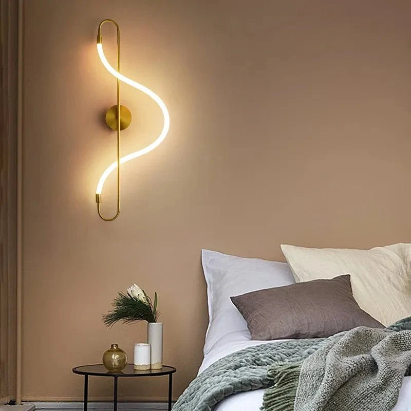 LED Wall Light Gold, Modern Wall Light for Living Room, Aluminium Wall Lighting for Bedroom and Hallway, 110 cm_02
