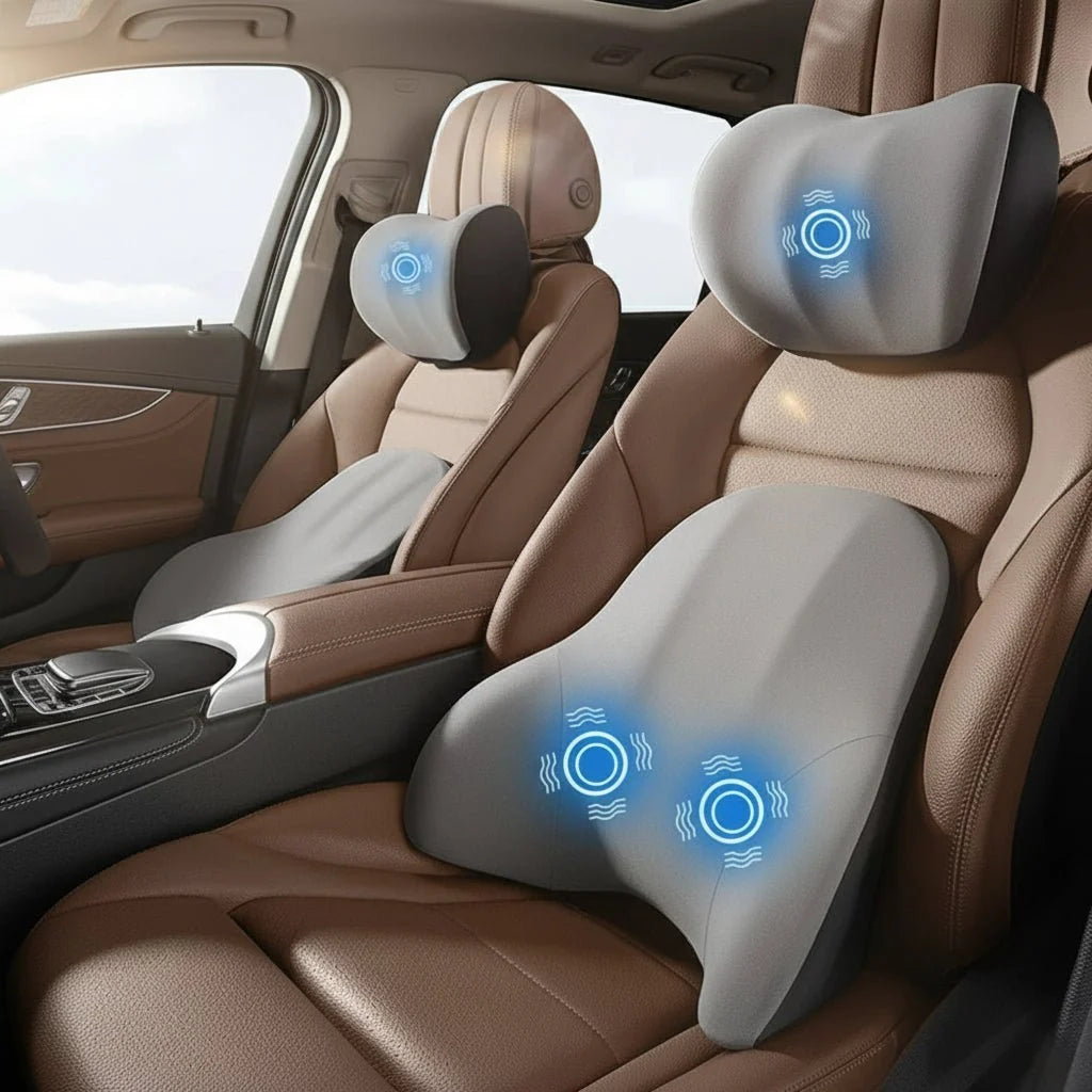 Lumbar Support Cushion for Car Seat, Vibrating Office Chair Massager, Car Neck Pillow, Massage Pillow, Car Accessories