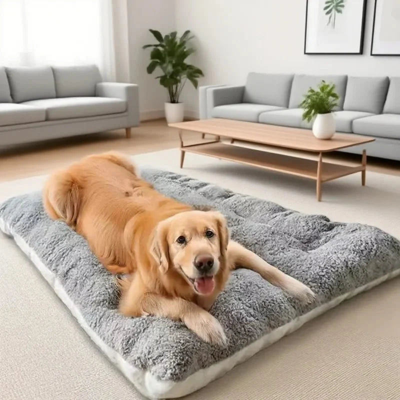 Dog Mats for Sleeping, Thick Plush Dog Pad 120 x 60 cm, Flat Dog Bed Mat for Small to Large Dogs_00