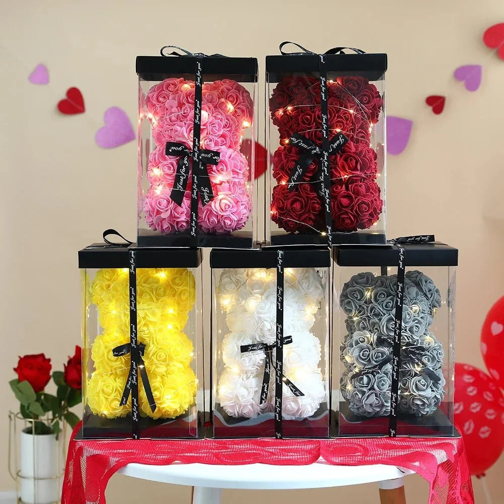 Rose Teddy Bear Gift Set with Lights, Valentines Gifts – image 4