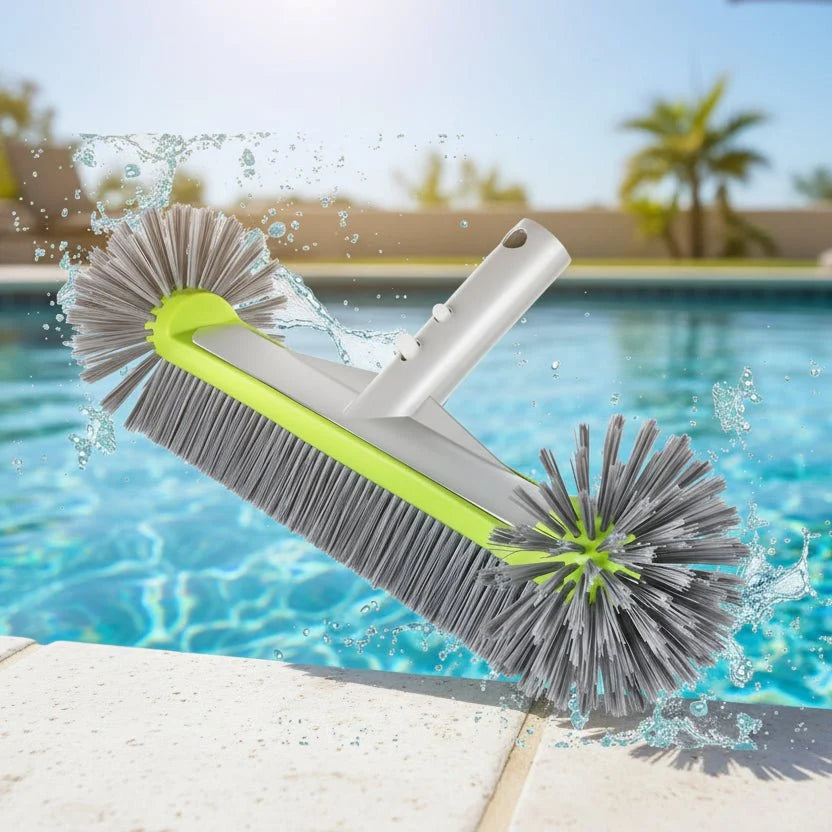 Pool Cleaning Brush in Aluminium for Walls and Corners, Swimming Pool Brushes with Durable Bristles