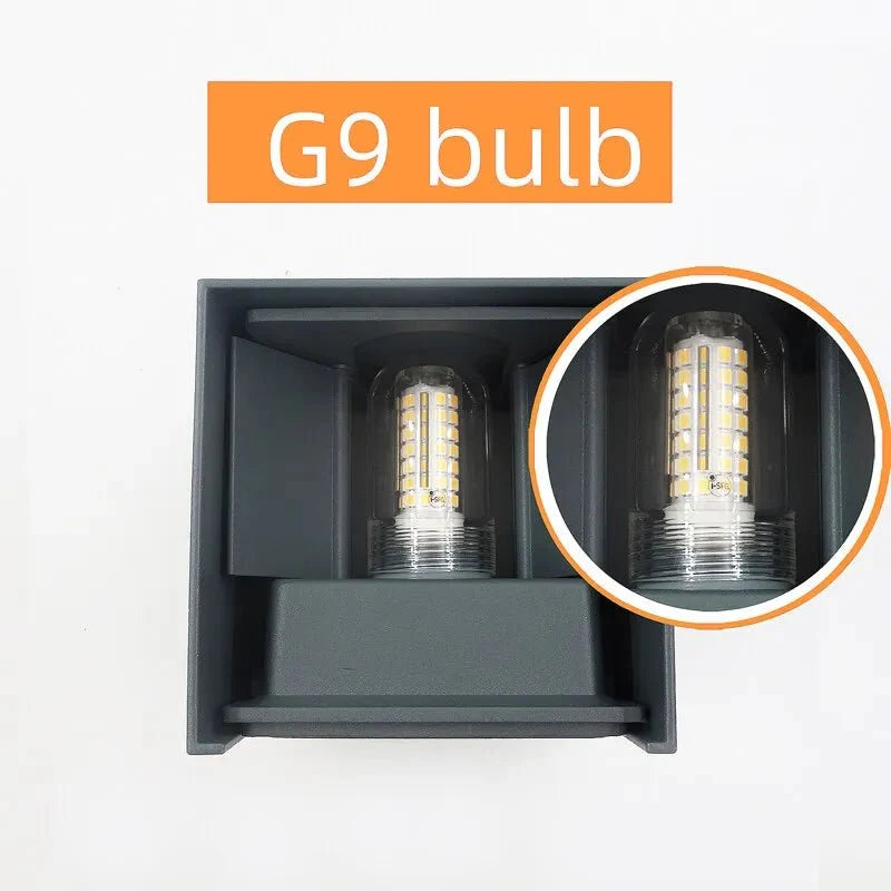Outdoor Wall Lights, Waterproof Exterior Wall Light, Modern Cube Wall Lamp with G9 Bulb, Indoor and Outdoor Lighting_03
