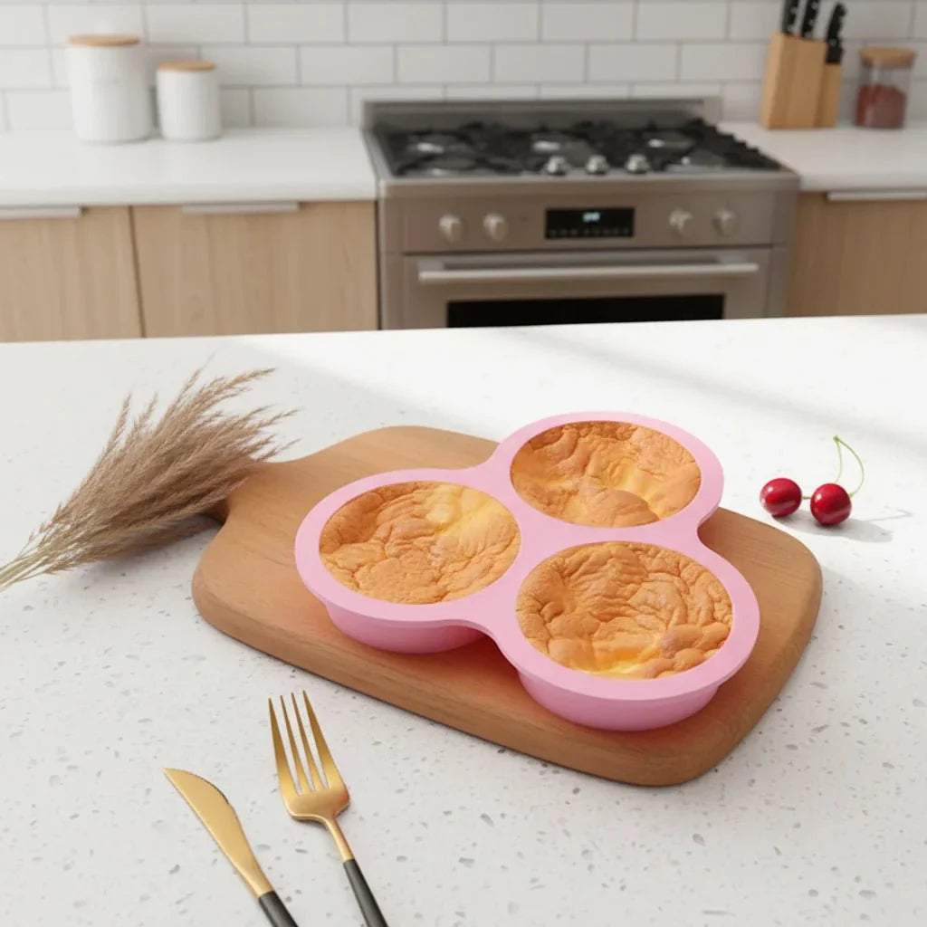 Silicone Egg Mould for Air Fryer, 3 Cavity Egg Moulds for Oven and Microwave, Air Fryer Accessories