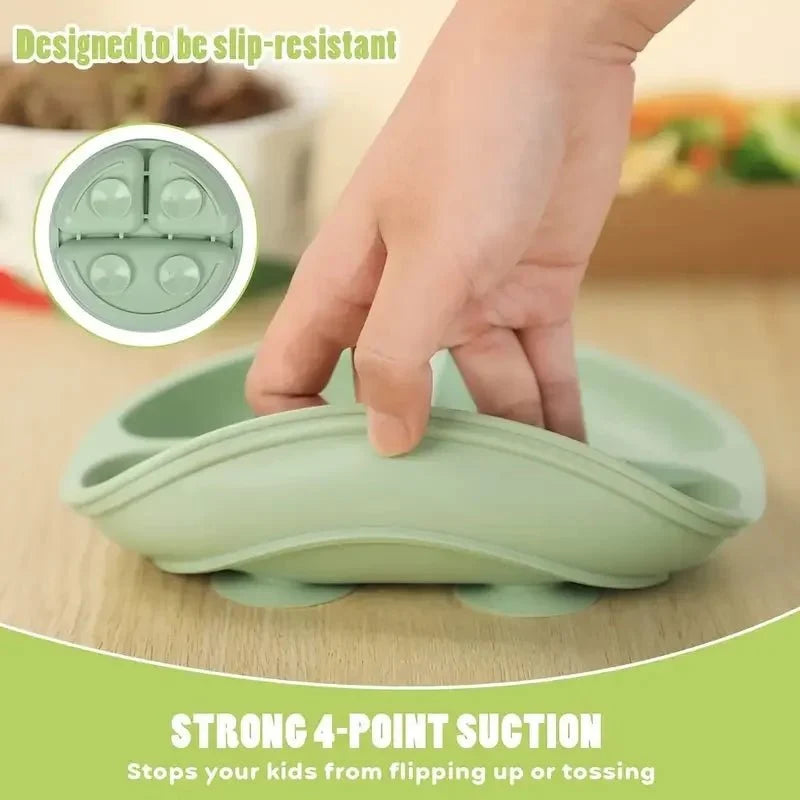 Childrens Plate with Suction, Silicone Suction Plate for Baby Led Weaning, Non Slip Weaning Plate for Toddlers_04