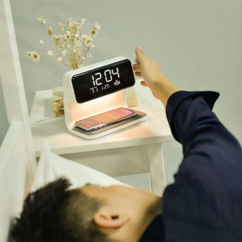 Alarm Clock with Wireless Charger, Dimmable Table Lamp – image 5