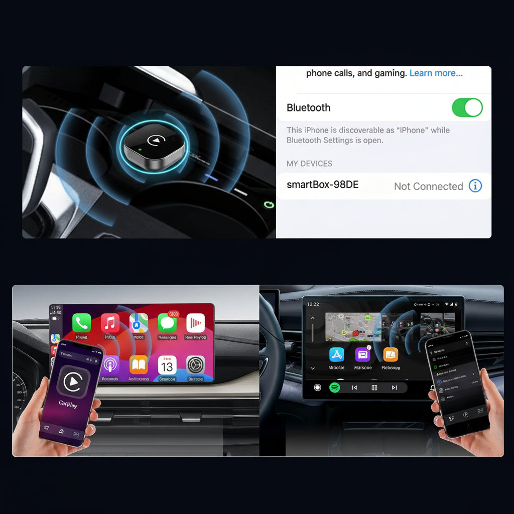 Smart Drive | Wireless CarPlay & Android Auto Adapter with Plug and Play Setup | Compact Design for Clutter-Free Dashboard