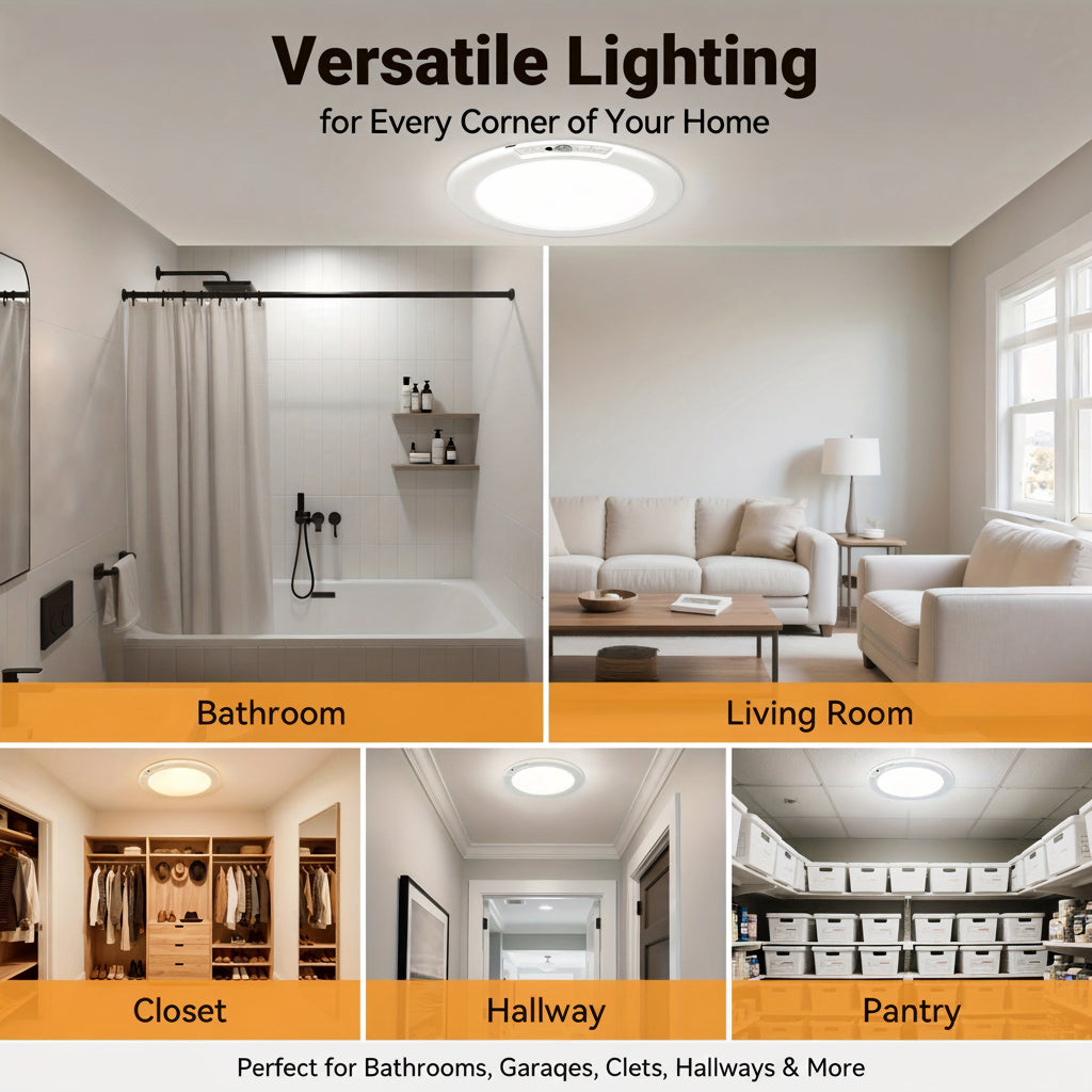 Smart Lighting | Motion Sensor Ceiling Light with Rechargeable Battery | Wireless Flush Mount Design for Effortless Illumination