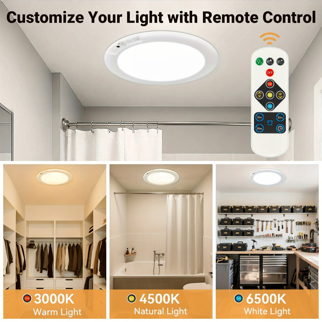 Smart Lighting | Motion Sensor Ceiling Light with Rechargeable Battery | Wireless Flush Mount Design for Effortless Illumination 3