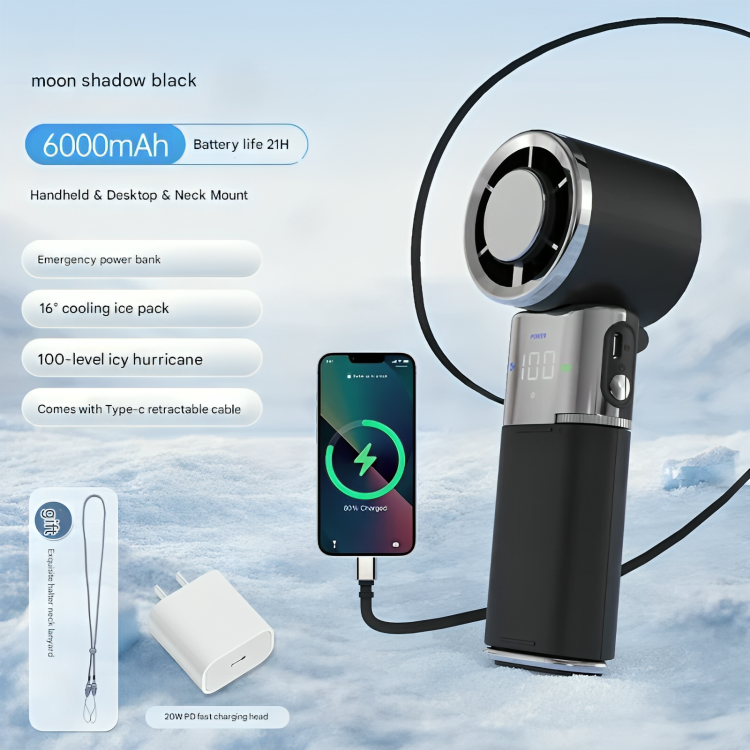 Smart Power Bank Fan | Handheld Cooling Device with Adjustable Airflow | Lightweight & Portable for On-the-Go Comfort 3