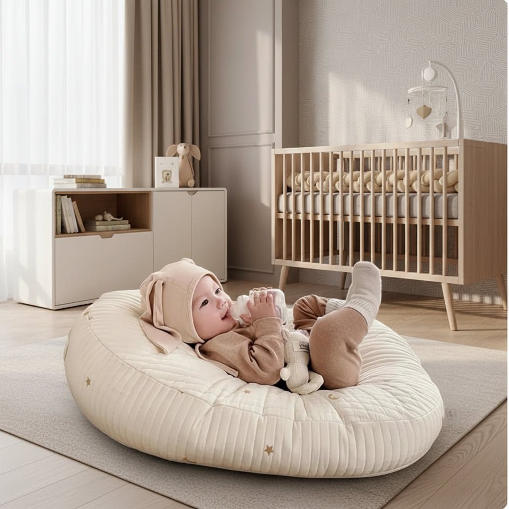 Baby Lounger Pillow, Cotton Lounger Pillow with Zip Cover and Carry Handles, Baby Pillow for Resting and Playing_00